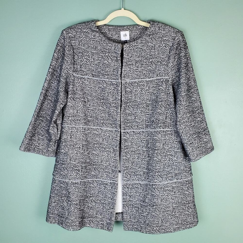 CAbi The Times Jacket Knit Topper Black & White Coat Size Large